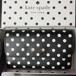 Kate Spade Cheers Charming Dot Printed Boxed Wristlet Cutch and Wallet